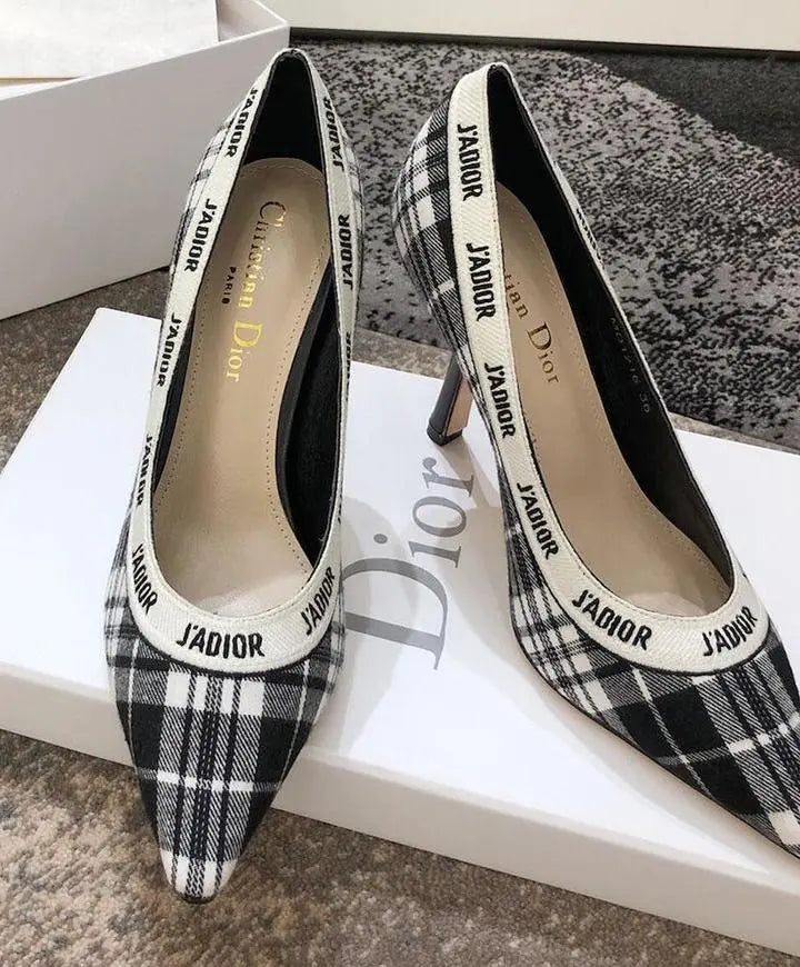 Christian Dior Women's Black White J’adior Tartan Pumps Metroutfits