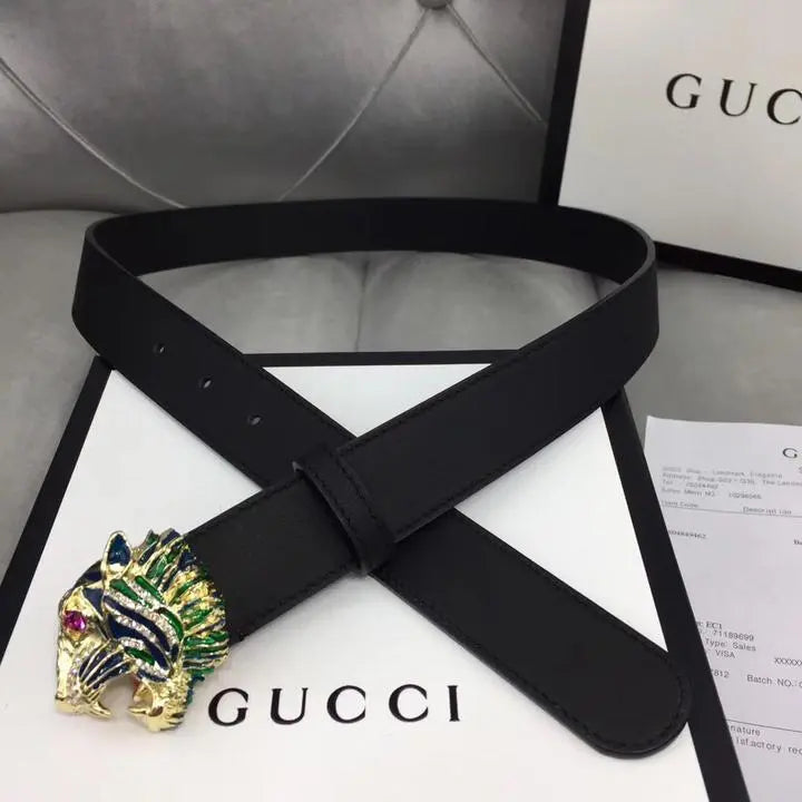 Gucci Leather Belt with Tiger Head Buckle Metroutfits