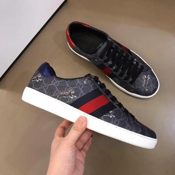 Gucci Ace Supreme GG Tiger Black Grey Sneakers Metroutfits
