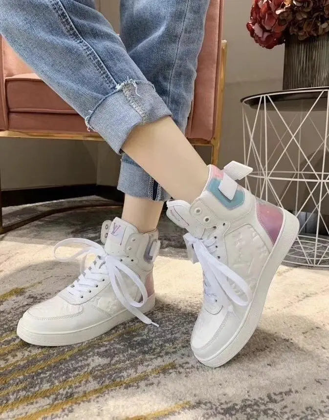 Louis Vuitton Rivoli Ankle Sneakers White with Iridescent Back Metroutfits