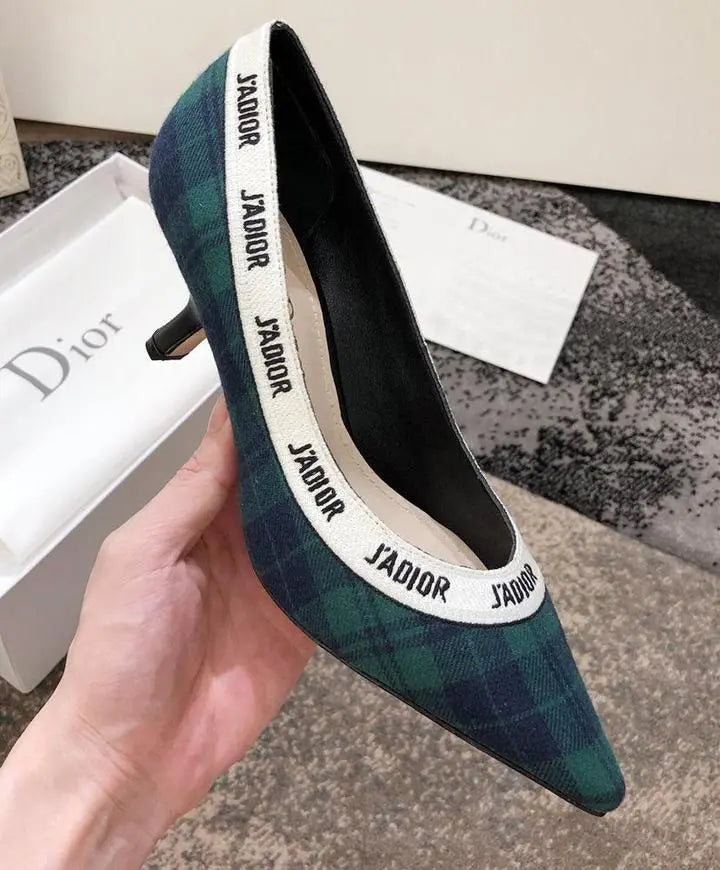 Christian Dior Women's Black Green J’adior Tartan Pumps Metroutfits