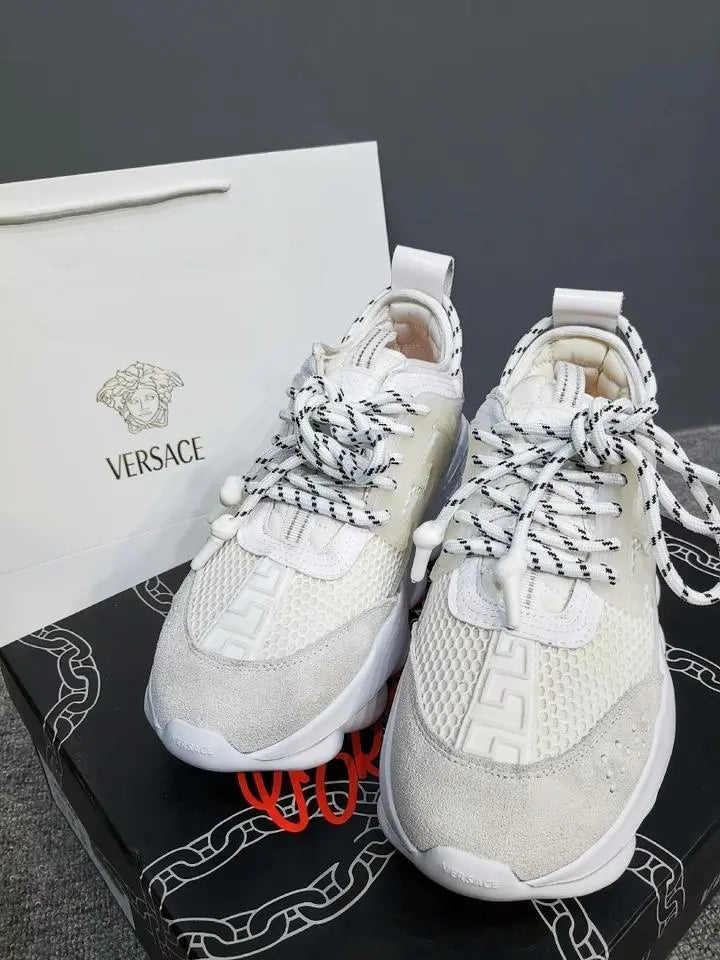 Versace White Ash Sneakers – New with Tag and Original Box Metroutfits