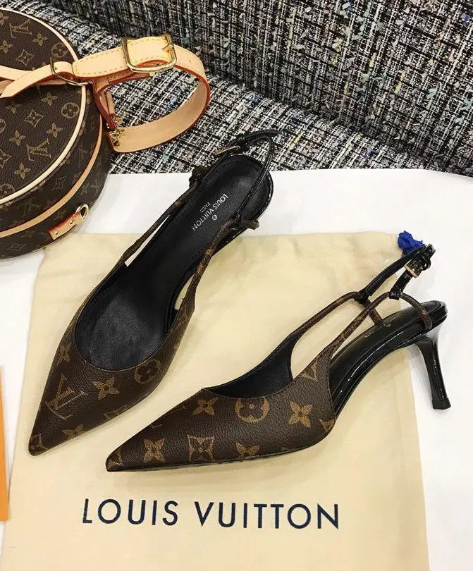 Louis Vuitton Cherie Slingback Pump Women's Brown Heels Metroutfits