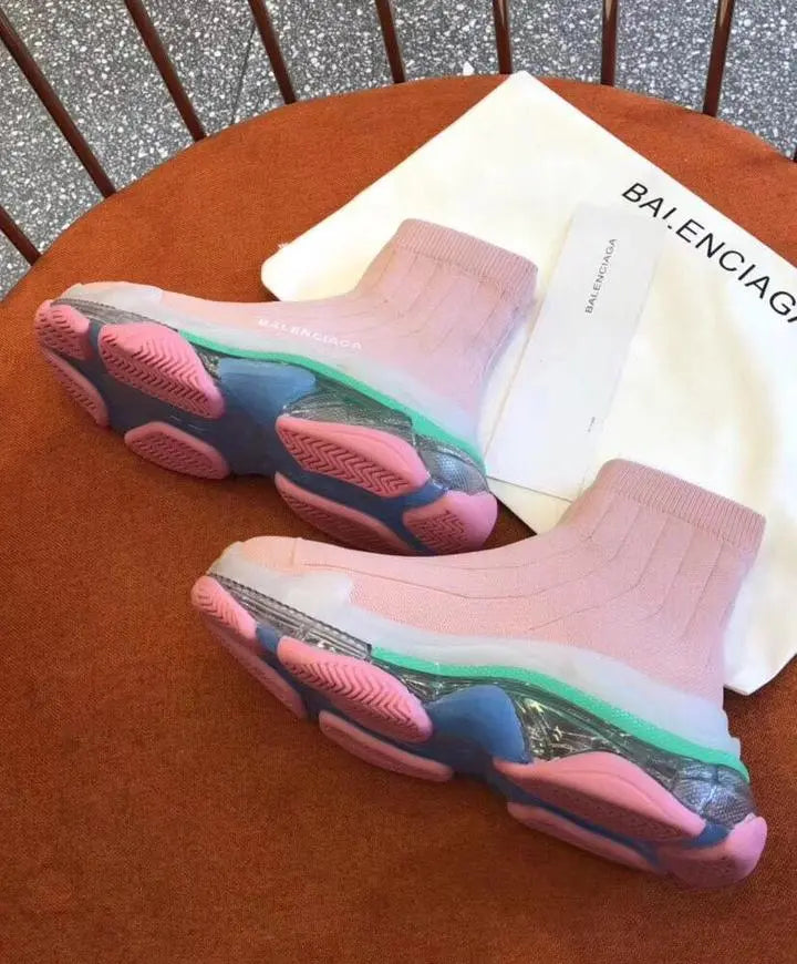 Balenciaga Triple S Air Knit Mid Sock Pink  Sneaker Metroutfits
