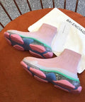 Balenciaga Triple S Air Knit Mid Sock Pink  Sneaker Metroutfits