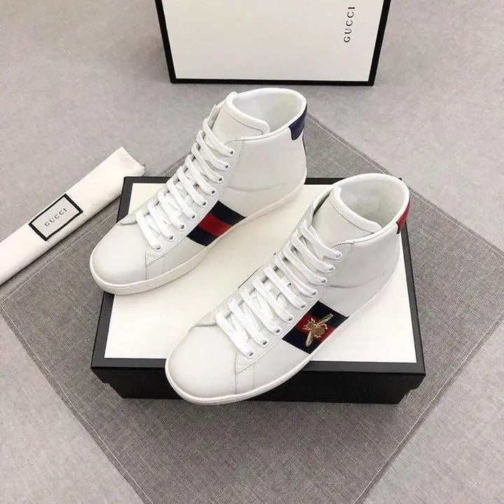 Gucci High-End Embroidered Ace Bee Star White Sneakers Metroutfits