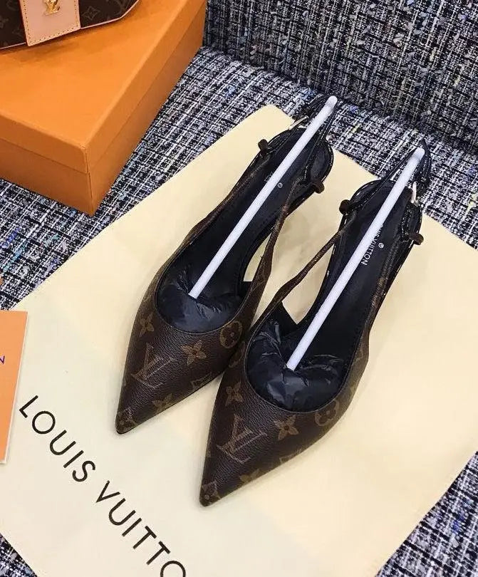 Louis Vuitton Cherie Slingback Pump Women's Brown Heels Metroutfits