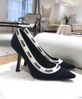 Christian Dior Women's Black J’adior Brodé Embroidered Pumps - New with Box Metroutfits
