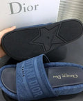 Christian Dior Femmes D-Way Kaleidiorscopic Embroidered Cotton Slide Sandals New Metroutfits