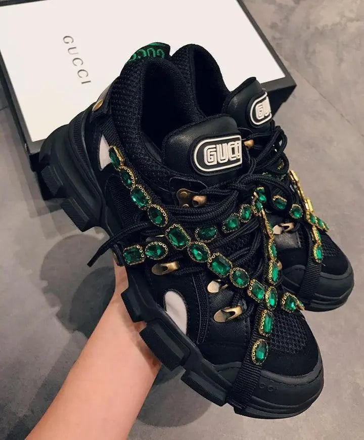 Gucci Flashtrek Black Sneakers with Removable Crystals Metroutfits