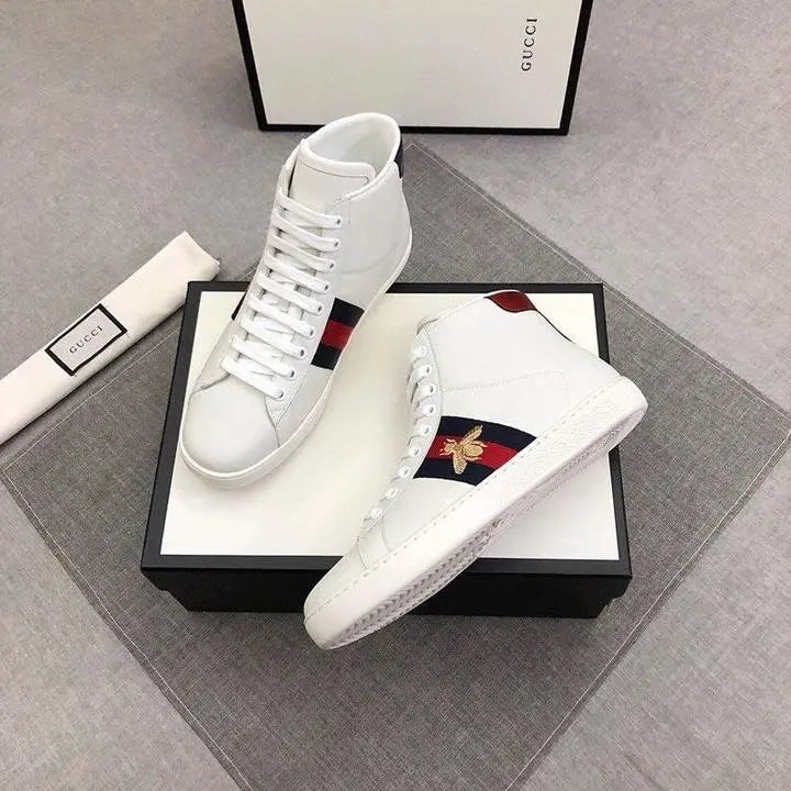 Gucci High-End Embroidered Ace Bee Star White Sneakers Metroutfits