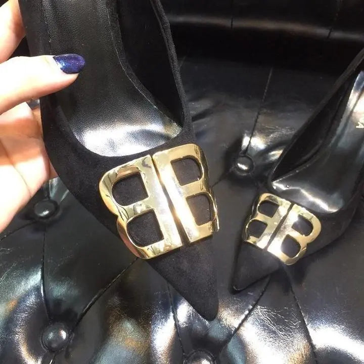 Balenciaga Women's Velvet Black Pumps New with Tag and Box Metroutfits
