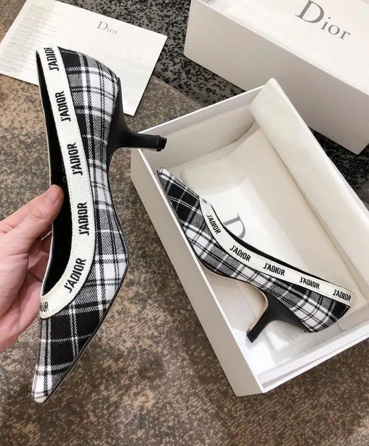 Christian Dior Women's Black White J’adior Tartan Pumps Metroutfits