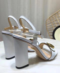 Gucci Women's White Leather High Heel Sandals Metroutfits
