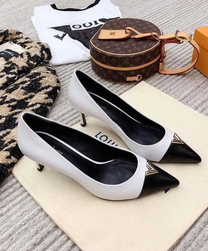 Louis Vuitton Heartbreaker White Black Pumps New with Tag and Box Metroutfits