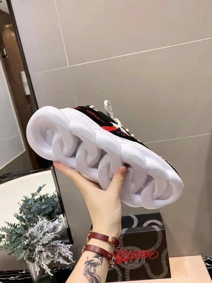 Versace Black Red White Sneakers – New with Tag and Original Box Metroutfits