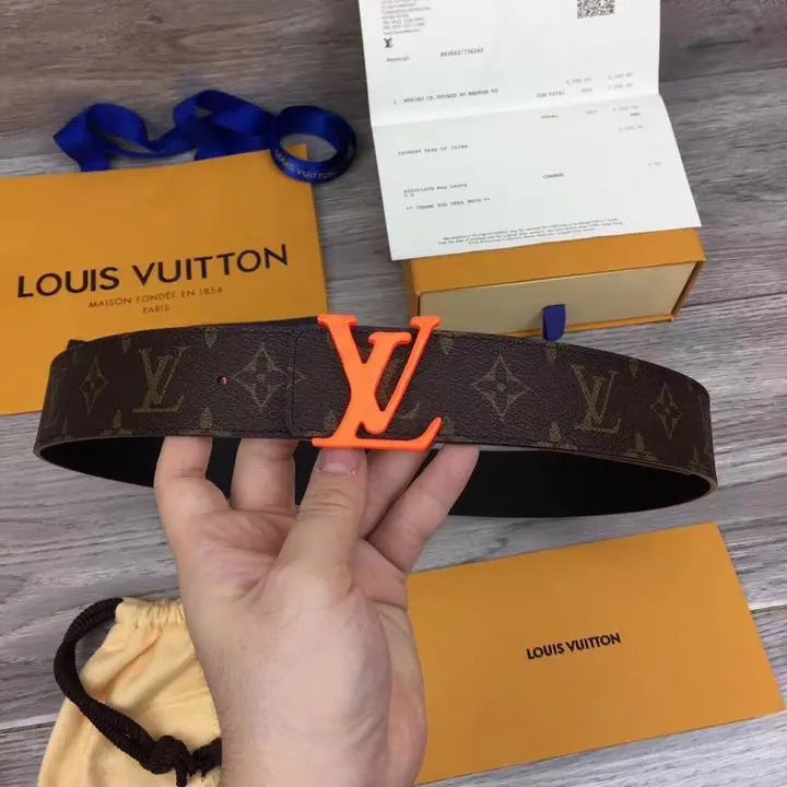 Louis Vuitton Leather Belt LV Initials Monogram Metroutfits