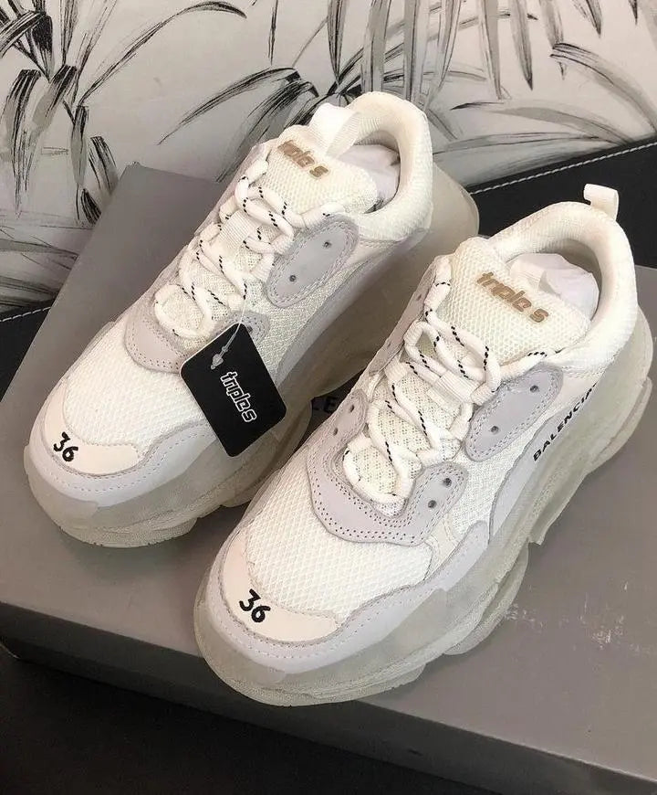 Balenciaga Triple S Women’s White Ash Sneakers Metroutfits