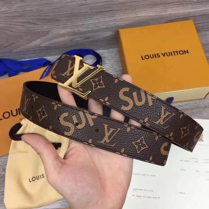 Louis Vuitton x Supreme Brown Monogram Leather Belt CHIC TREAD
