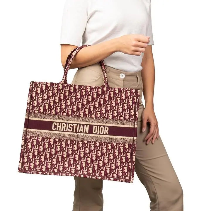 Christian Dior Book Tote Burgundy 41 cm Metroutfits