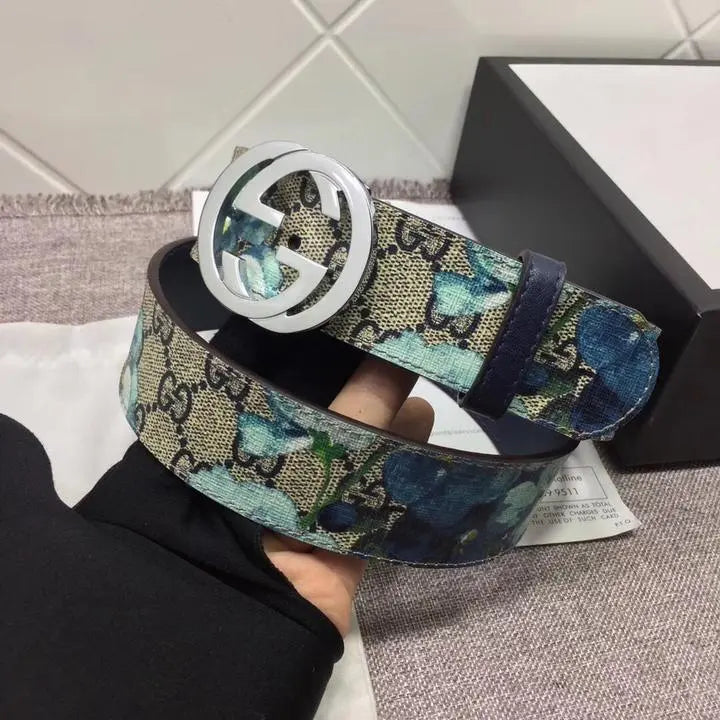 Gucci Canvas Belt Blooms GG Supreme Monogram Metroutfits