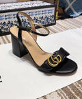 Gucci Women's Black Leather High Heel Sandals Metroutfits