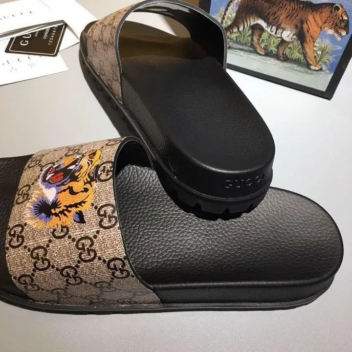 Gucci Men’s Tiger Slides – Iconic Design – New with Tag and Box Metroutfits