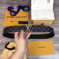 Louis Vuitton Canvas Belt LV Initials Reversible Damier Azur Metroutfits