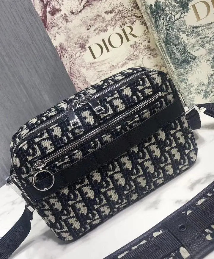 Christian Dior Safari Oblique Messenger Bag Dark Blue Metroutfits