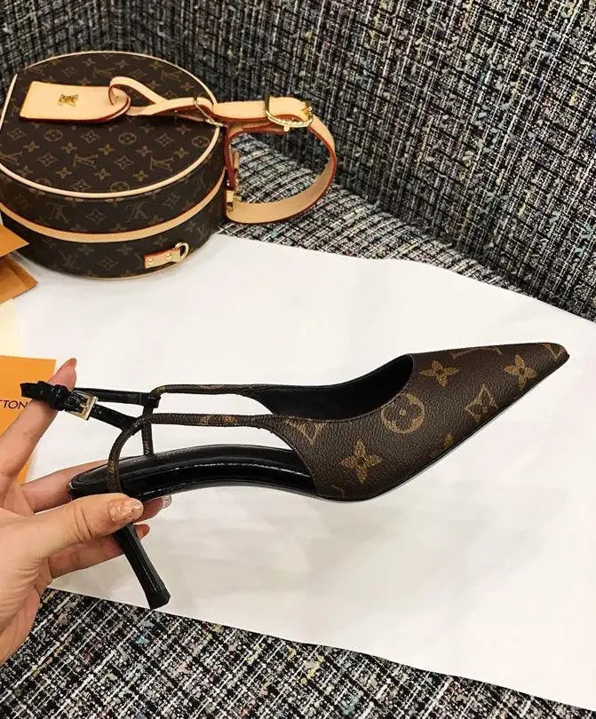 Louis Vuitton Cherie Slingback Pump Women's Brown Heels Metroutfits
