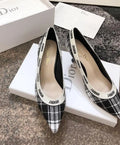 Christian Dior Women's Black White J’adior Tartan Pumps Heel Metroutfits