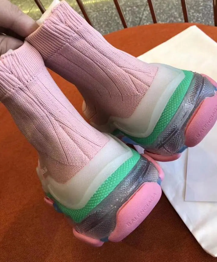 Balenciaga Triple S Air Knit Mid Sock Pink  Sneaker Metroutfits