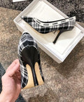 Christian Dior Women's Black White J’adior Tartan Pumps Heel Metroutfits