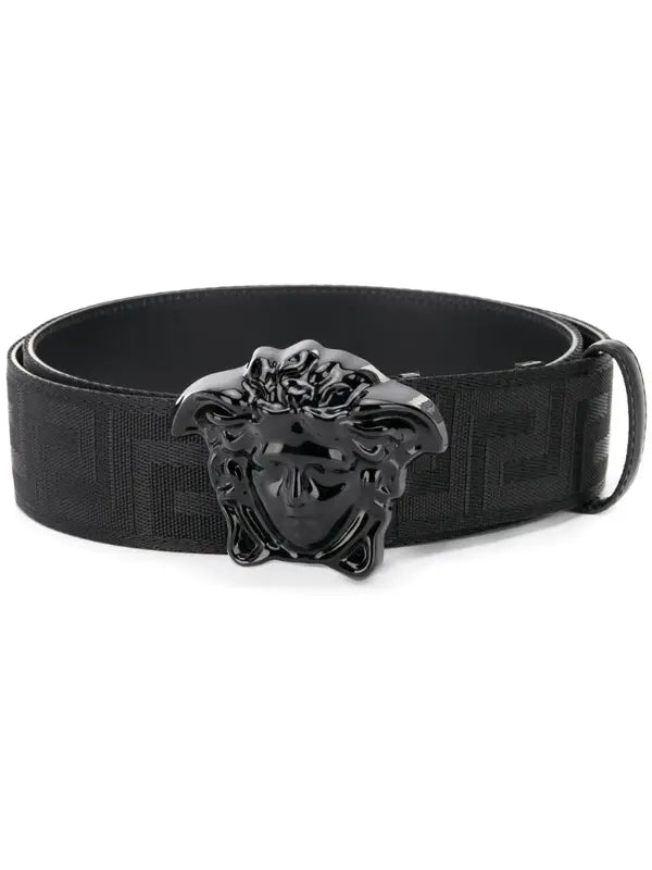 Versace Medusa Zucca Brown Canvas Belt Metroutfits