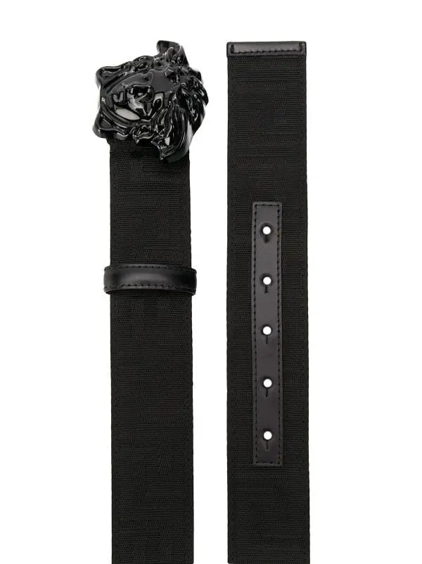 Versace Medusa Zucca Brown Canvas Belt Metroutfits