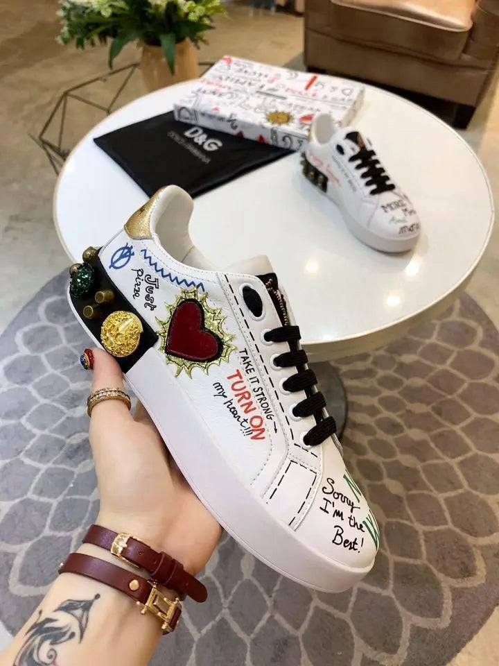 Dolce & Gabbana White Leather Sneakers Metroutfits