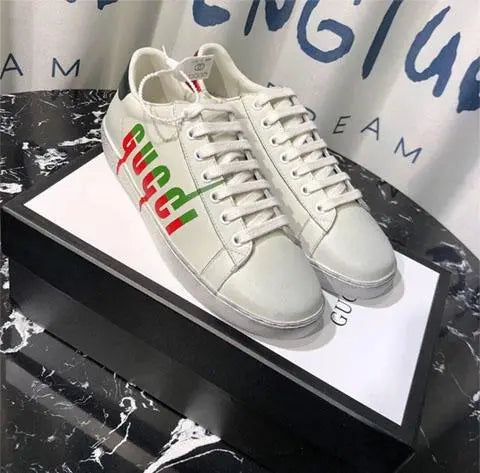Gucci Ace Blade Print Ivory Sneakers – New with Tag and Original Box Metroutfits