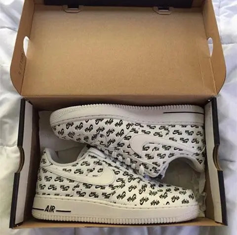 Nike Air Force 1 '07 QS Air Emblazoned White Black Sneaker Metroutfits