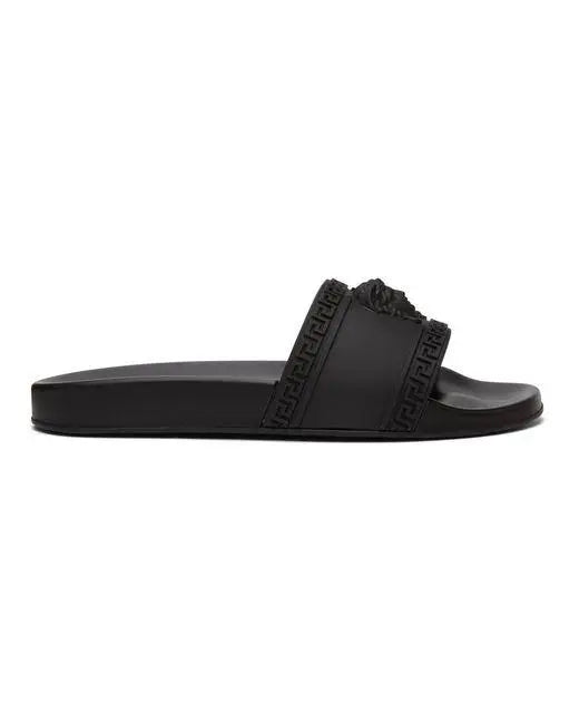 Versace Unisex Black  Signature Slides Metroutfits