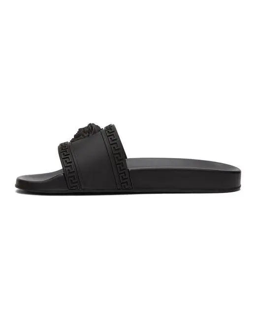 Versace Unisex Black  Signature Slides Metroutfits